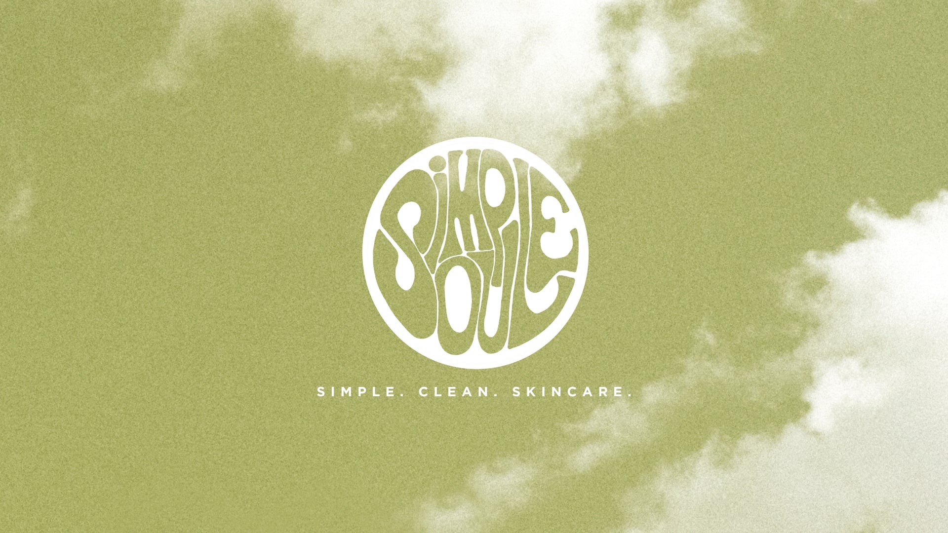 Simple Soul Logo on green sky background with the words "Simple. Clean. Skincare."